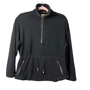 Travelsmith Fleece Pullover Women's Size Small Black Draw String Waist